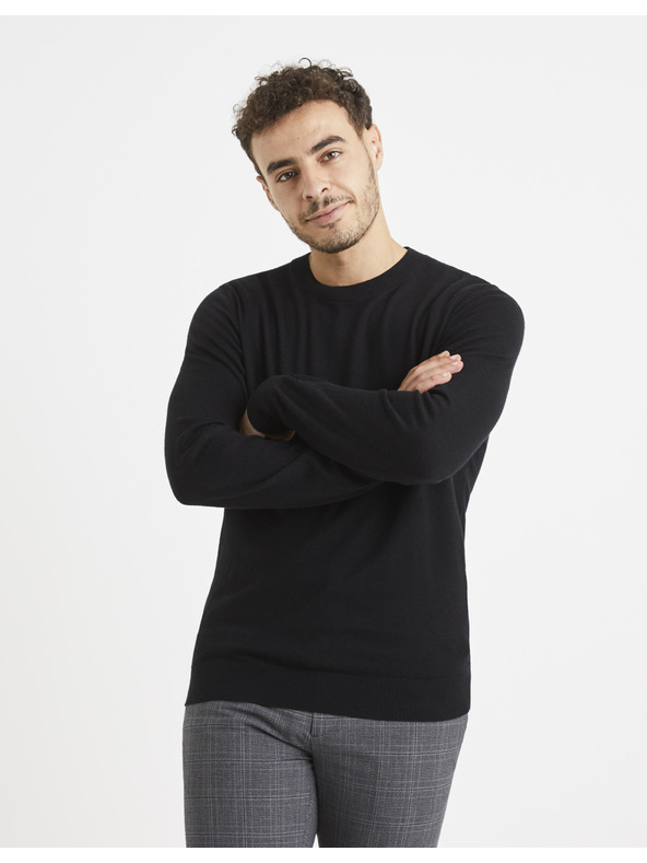 Celio Fekete férfi basic pulóver Celio
