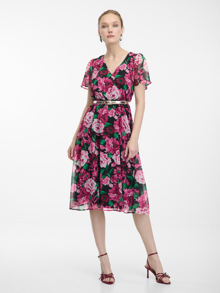 Orsay ORSAY fekete-rózsaszín virágmintás női ruha
