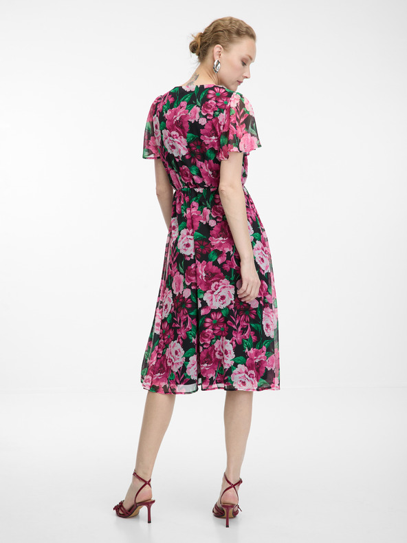 Orsay ORSAY fekete-rózsaszín virágmintás női ruha