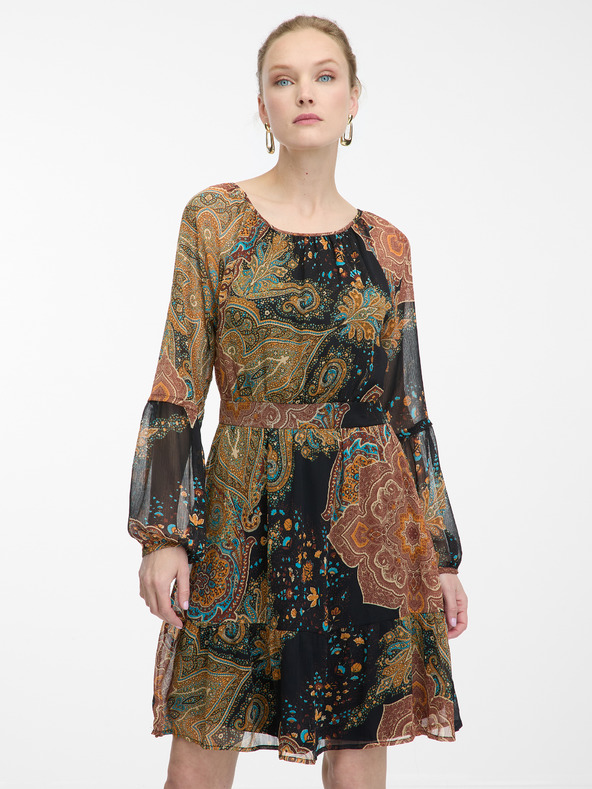 Orsay ORSAY fekete-barna mintás női ruha