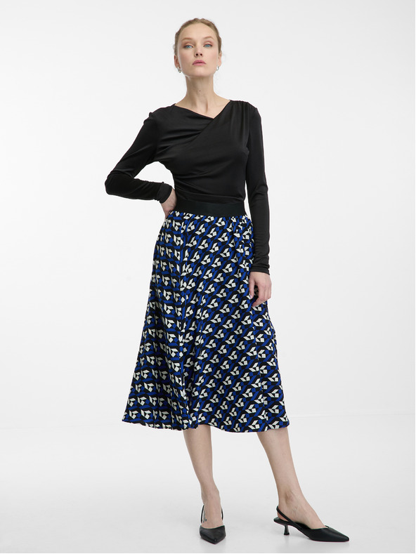 Orsay ORSAY sötétkék plisszírozott mintás női szoknya