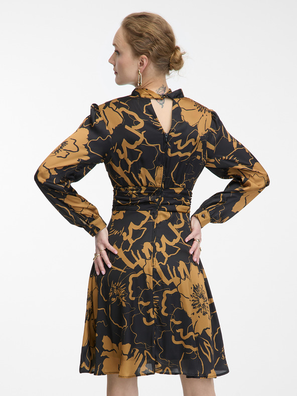 Orsay ORSAY barna-fekete virágmintás női szaténruha