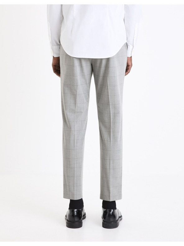 Celio Világosszürke férfi kockás chino nadrág Celio Gocarreau