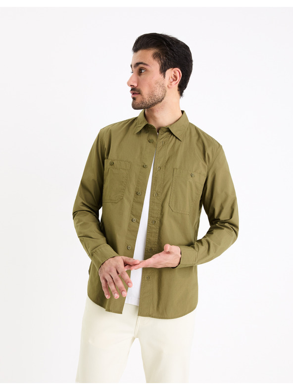Celio Khaki színű férfi póló Celio Gagusti2