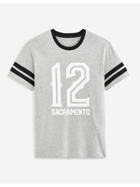 Celio Világosszürke férfi nyomtatott póló Celio