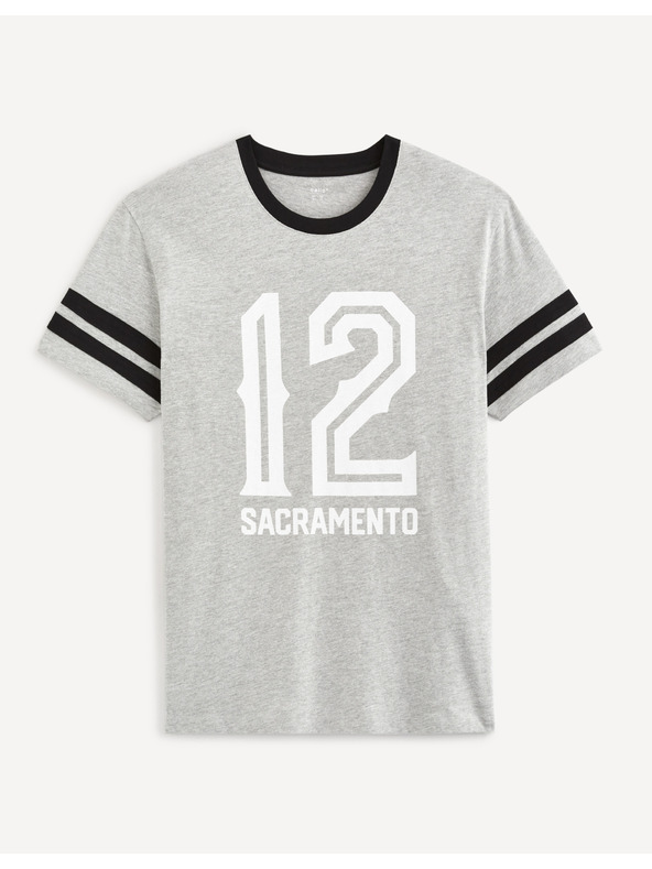 Celio Világosszürke férfi nyomtatott póló Celio