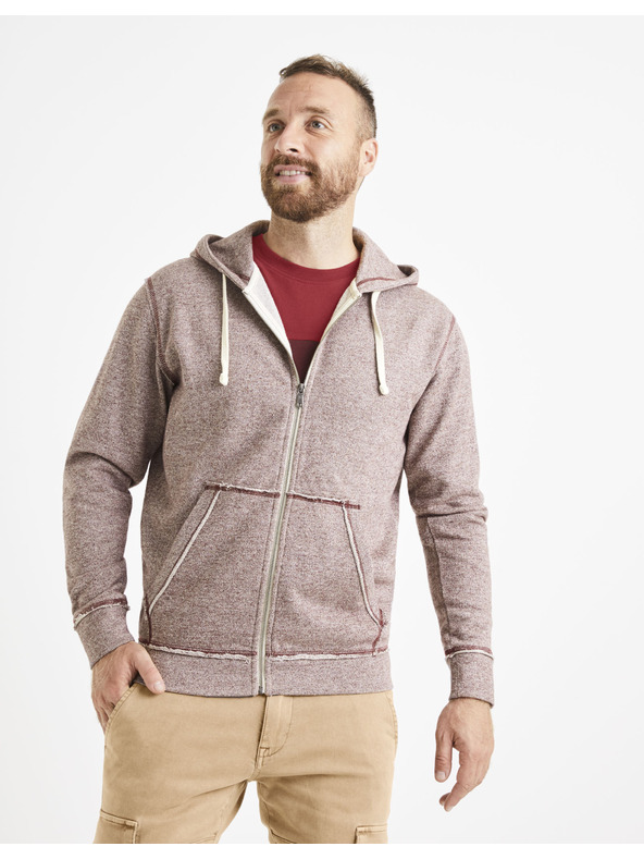 Celio Burgundia férfi brindle kapucnis pulóver Celio