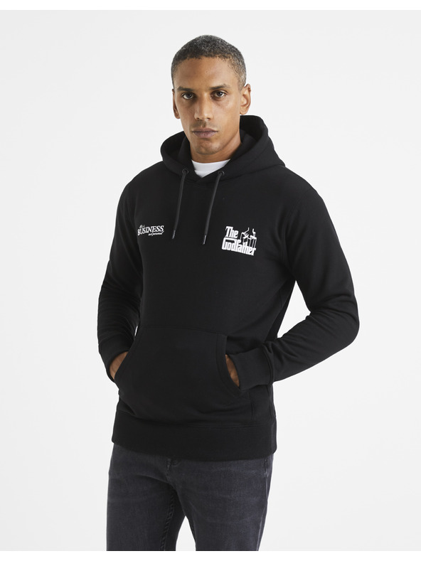 Celio Fekete férfi Celio Lvegodsw kapucnis pulóver Kép Fekete férfi kapucnis pulóver