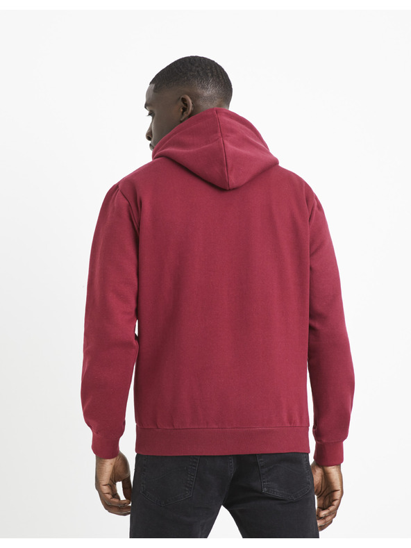 Celio Burgundi kapucnis pulóver Celio Vetokyo