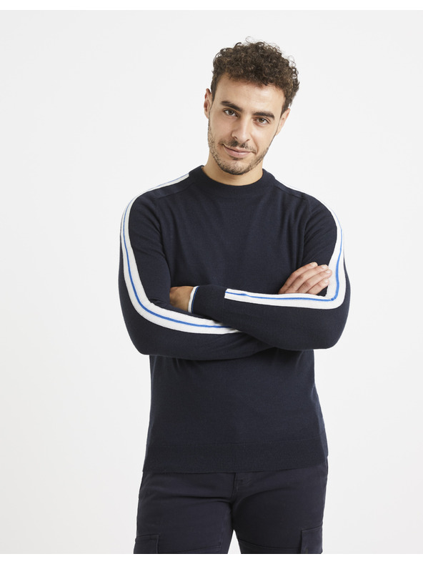 Celio Sötétkék pulóver gyapjúval Celio Veritas