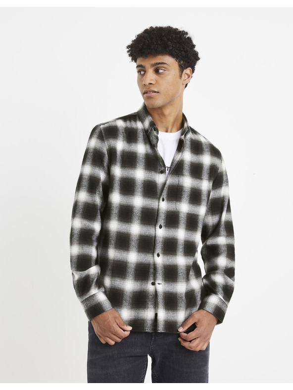 Celio Sötétbarna kockás ing Celio Vaflaca