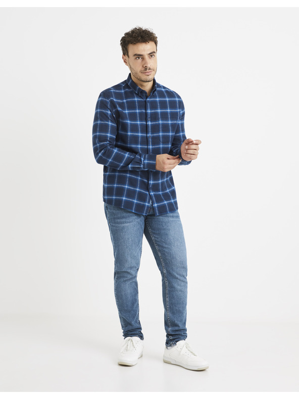 Celio Sötétkék kockás ing Celio Vaflaca
