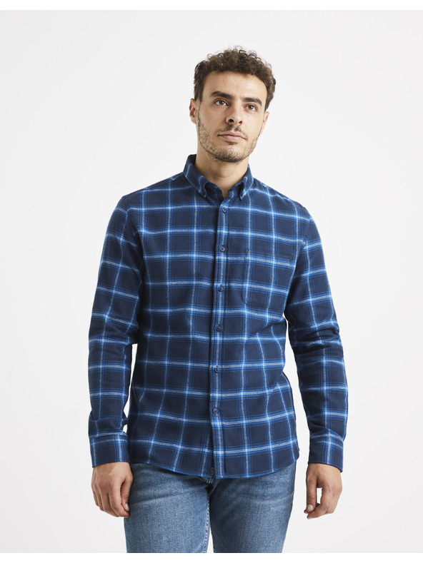 Celio Sötétkék kockás ing Celio Vaflaca
