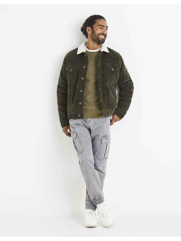 Celio Khaki színű alap pulóver Celio Vecold