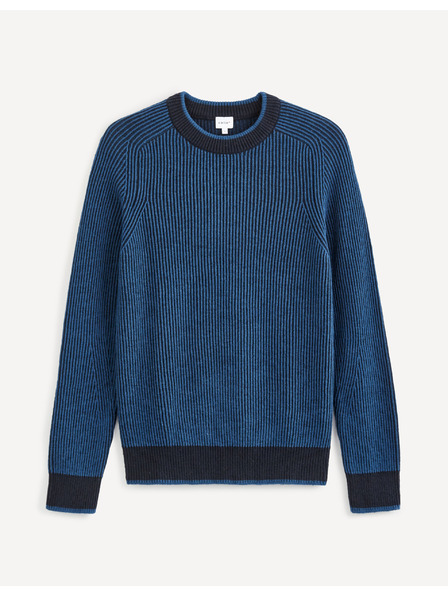 Celio Fekete és kék férfi gyapjúkeverék pulóver Celio