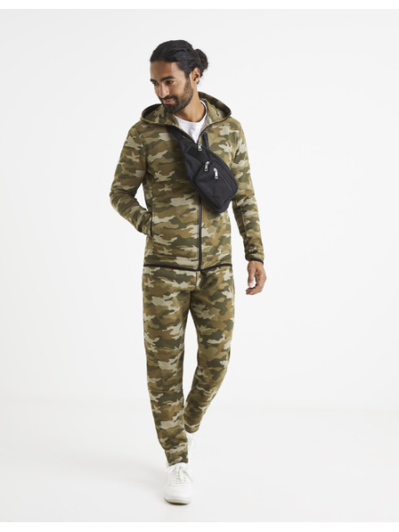 Celio Bézs és zöld férfi terepszínű kapucnis pulóver Celio Veyoke