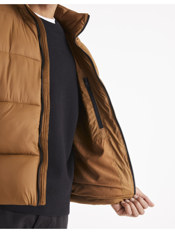 Celio Barna férfi steppelt télikabát Celio Vusun