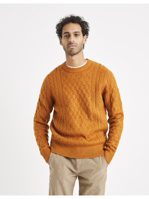 Celio Férfi narancssárga kötött pulóver Celio Veceltic