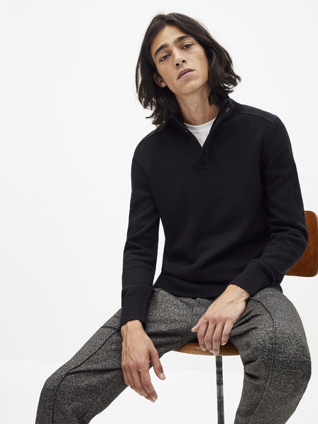 Celio Fekete férfi pulóver állógallérral Celio Serome