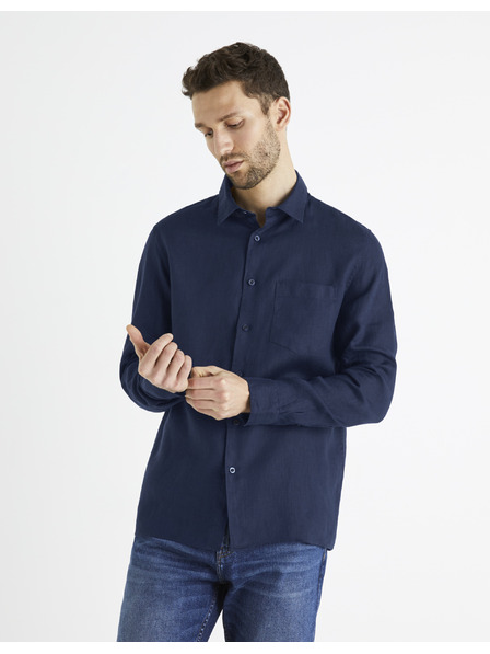Celio Sötétkék férfi vászon ing Celio Baflax