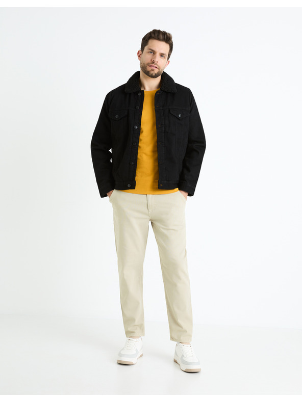 Celio Fekete férfi farmerdzseki szőrmebundával Celio Cudensherp