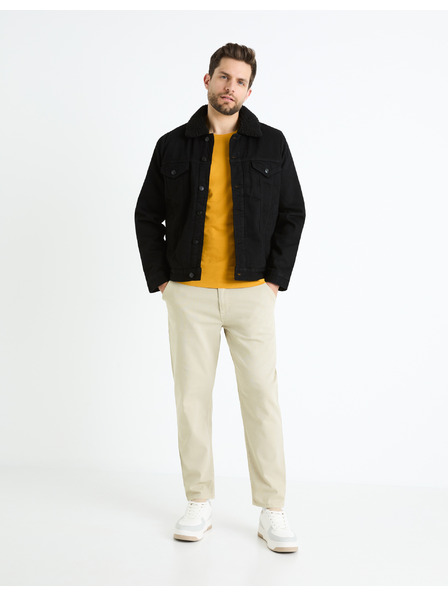 Celio Fekete férfi farmerdzseki szőrmebundával Celio Cudensherp