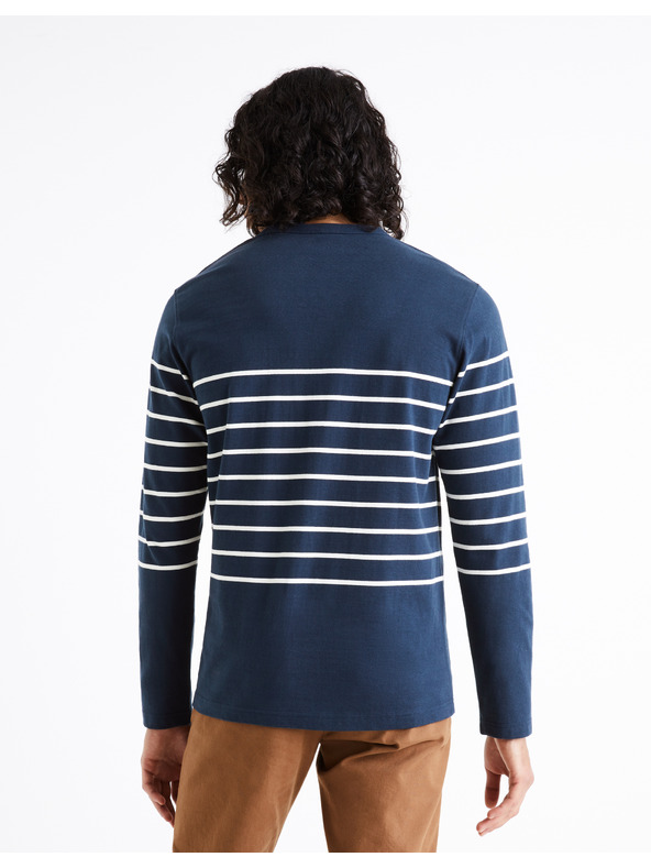 Celio Kék férfi csíkos póló Celio Veboxmlr