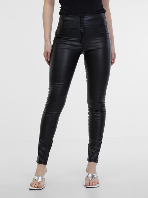 Orsay ORSAY fekete műbőr női nadrág