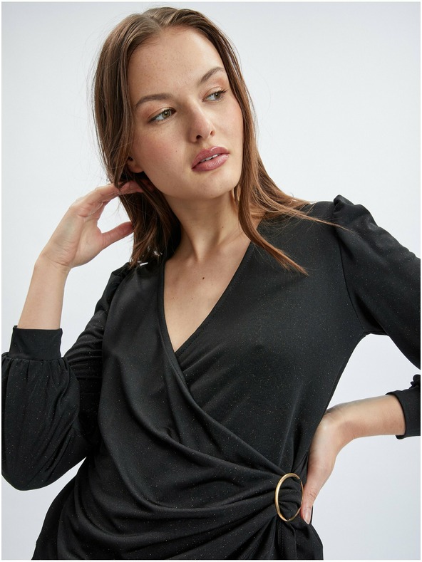 Orsay ORSAY fekete átkötős női blúz