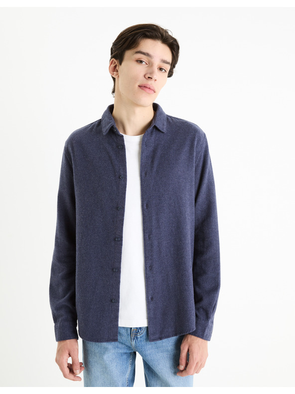 Celio Sötétkék férfi Celio Fanel flanel ing