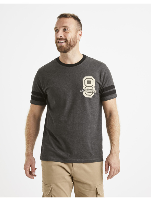 Celio Sötétszürke férfi nyomtatott póló Celio