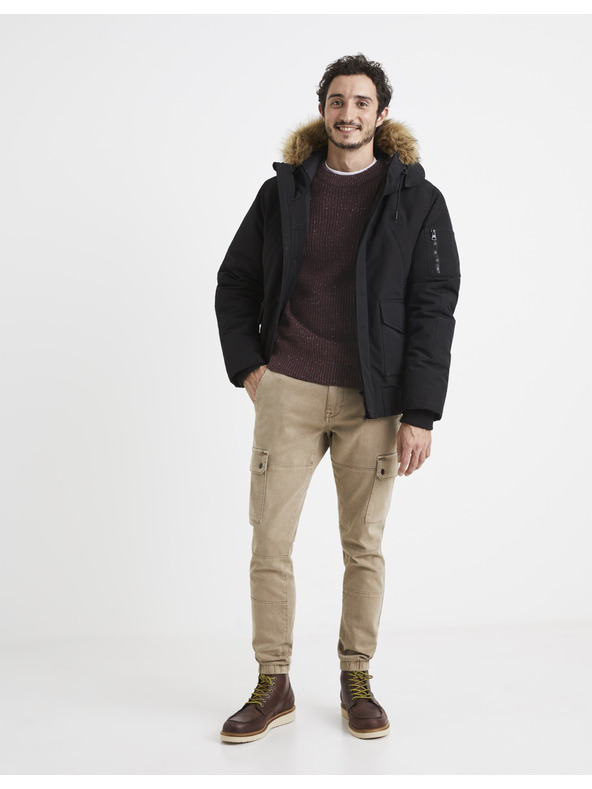 Celio Férfi bordó csíkos pulóver Celio