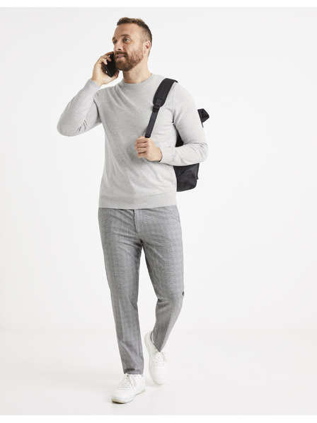 Celio Világosszürke férfi basic pulóver Celio