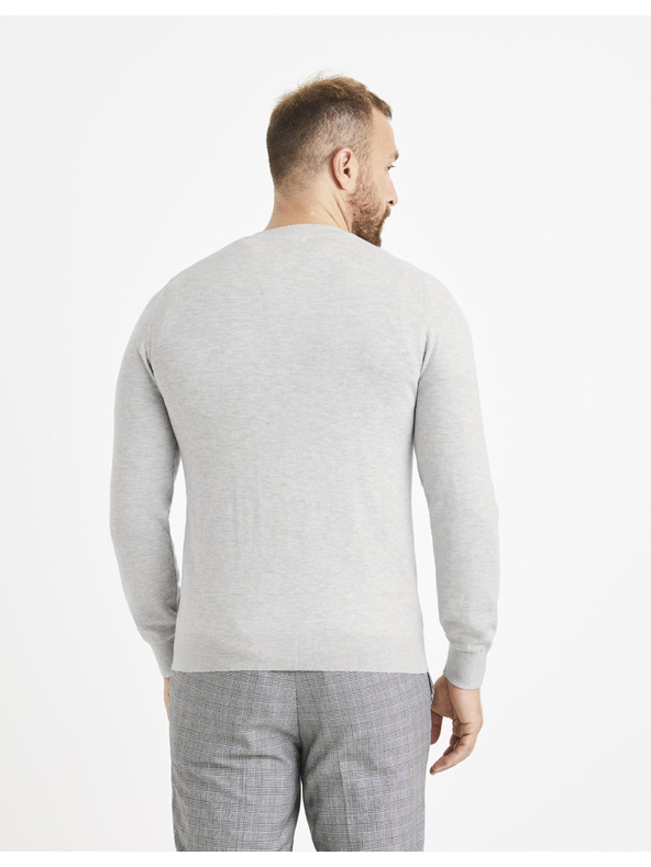 Celio Világosszürke férfi basic pulóver Celio