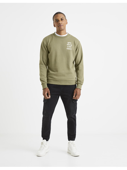 Celio Világoszöld férfi pulóver Celio felirattal a hátán