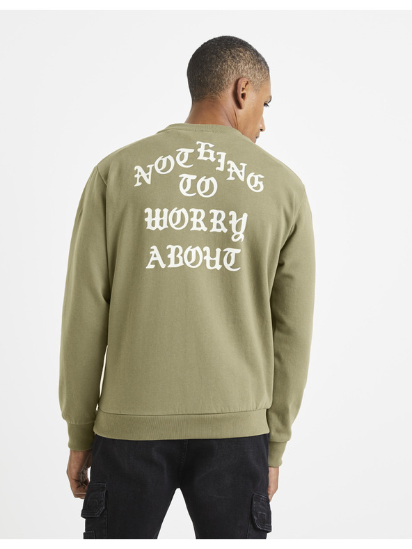 Celio Világoszöld férfi pulóver Celio felirattal a hátán