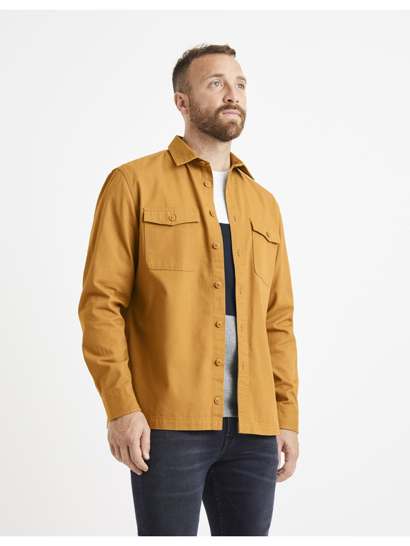 Celio Mustárszínű férfi ing zsebekkel Celio