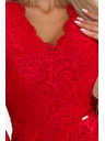 numoco Hosszú ujjú csipke nyakkivágású ruha - piros Numoco