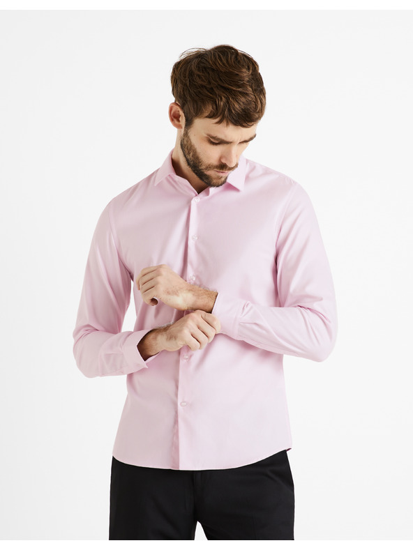 Celio Világos rózsaszín férfi slim fit ing Celio Narox