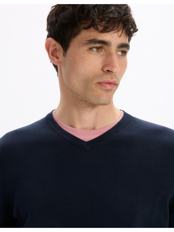 Celio Sötétkék férfi basic pulóver Celio Decotonv