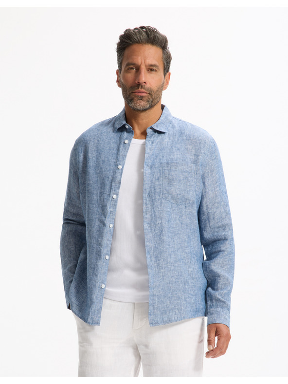 Celio Celio Daflix kék férfi vászon póló