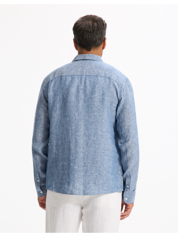 Celio Celio Daflix kék férfi vászon póló