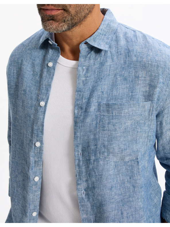 Celio Celio Daflix kék férfi vászon póló