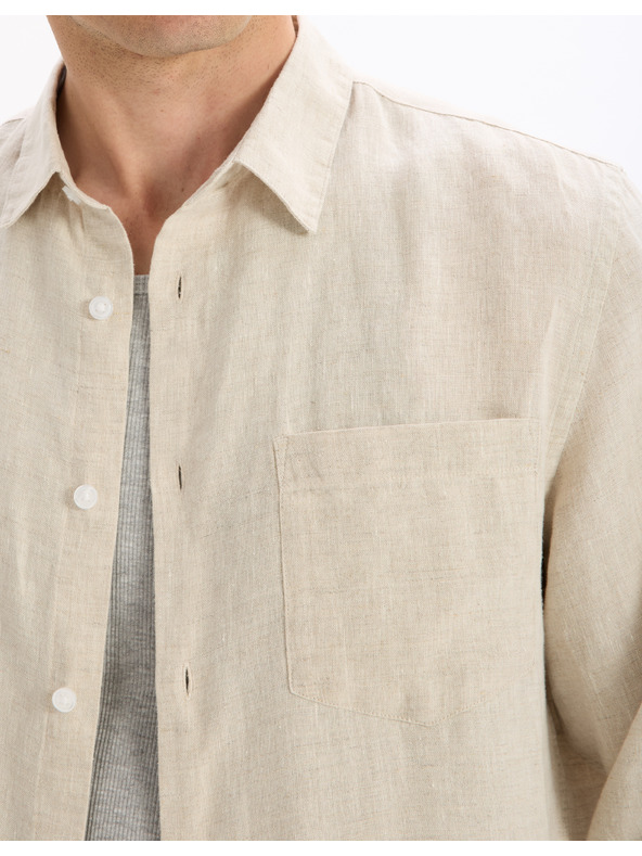 Celio Celio Daflix krémszínű férfi vászon póló