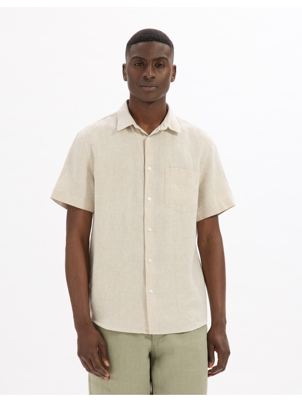 Celio Celio Damarlin krémszínű férfi vászon ing