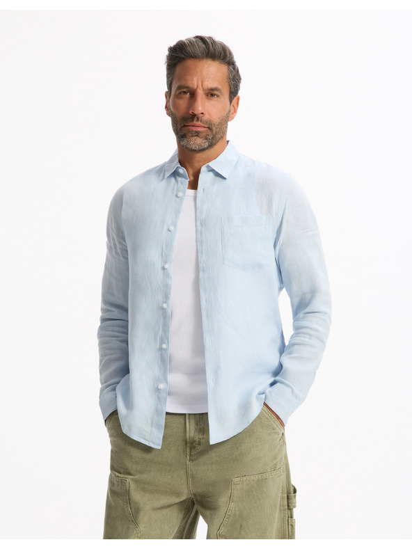 Celio Világoskék férfi Celio Daflix lenvászon ing