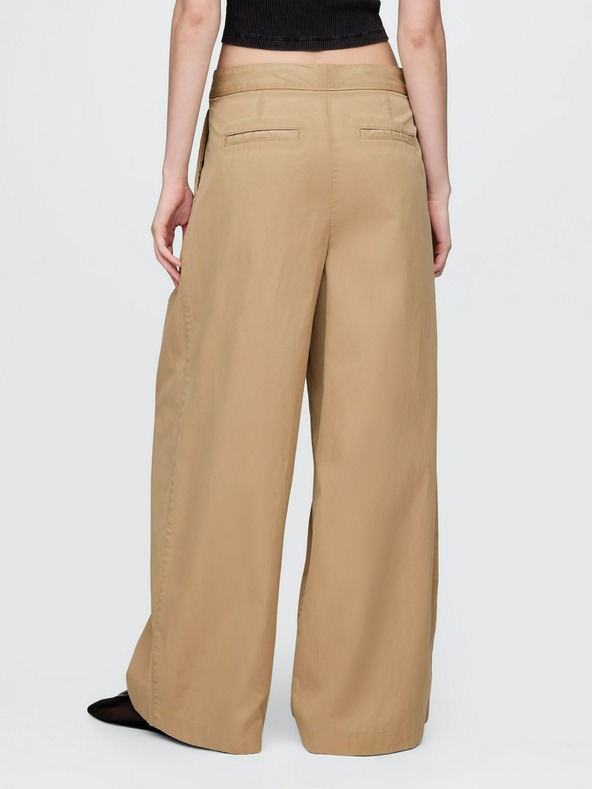 GAP High Rise pliszírozott wide-leg khaki nadrág twill GAP