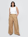 GAP High Rise pliszírozott wide-leg khaki nadrág twill GAP