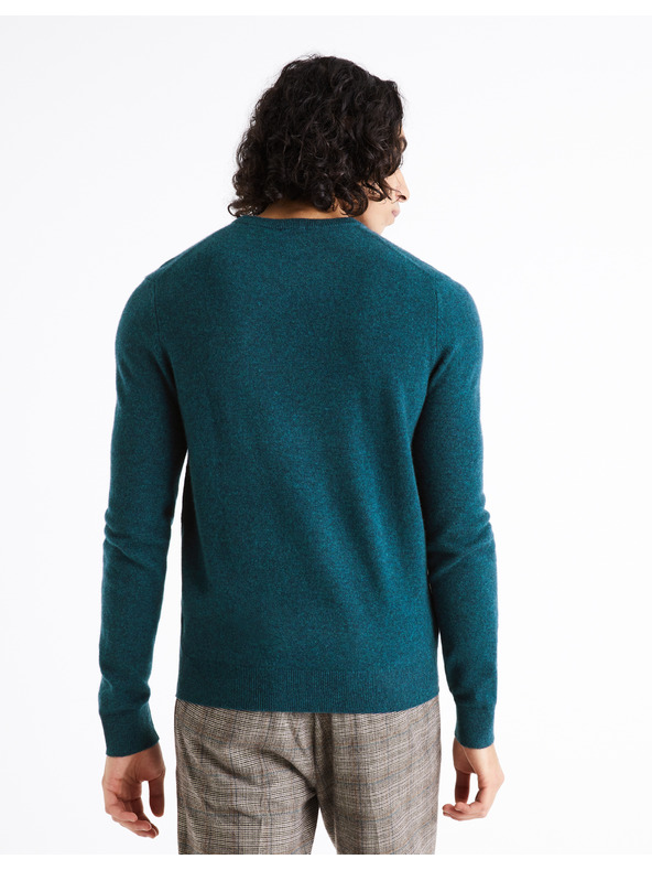 Celio Petrol férfi merinói gyapjú pulóver Celio Cenormal