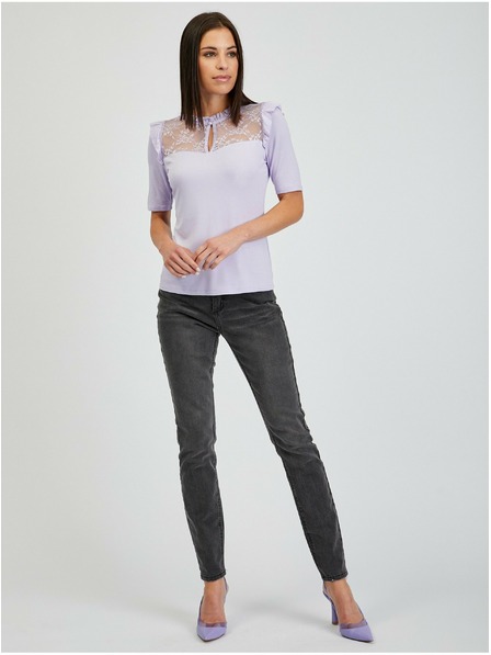 Orsay ORSAY halványlila női póló csipkével